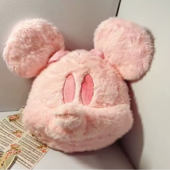 New Pink Plush Mickey Mouse Head Backpack - bag - Picture 4 of 7